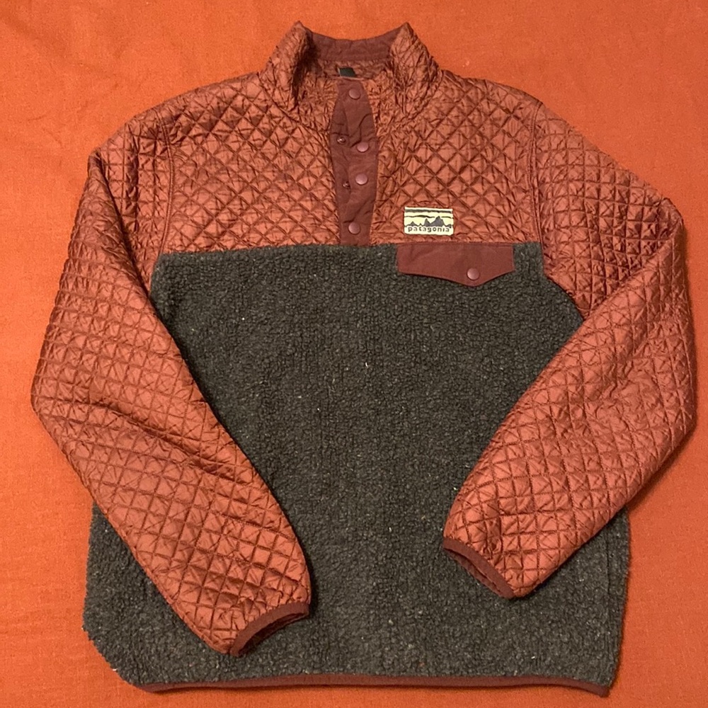 Patagonia Mixed Media Snap-T Pullover Quilted, Drumfire Red Limited Edition
